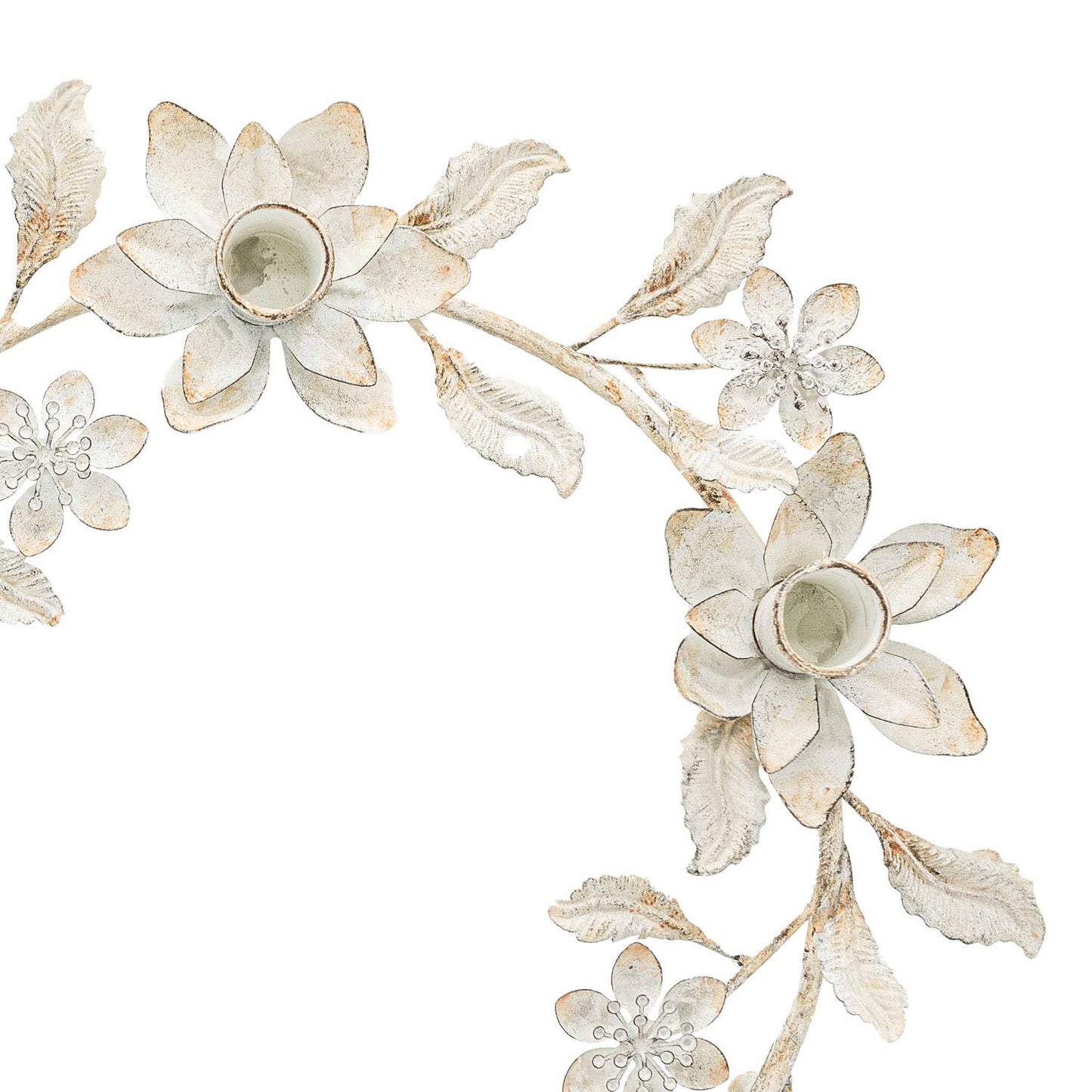 Abeline Antique Finish Floral Wreath 5 Taper Candle Holder
