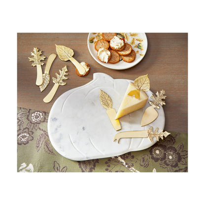 Leaf Cheese Utensil Set of  Four, Gold