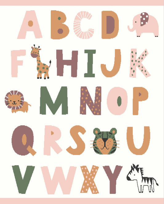 Alphabet Blush - Organic Jacquard Sweater Knit Baby Blanket