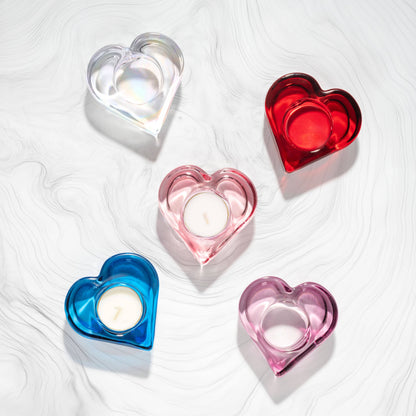 Glass Heart Tealight Holders