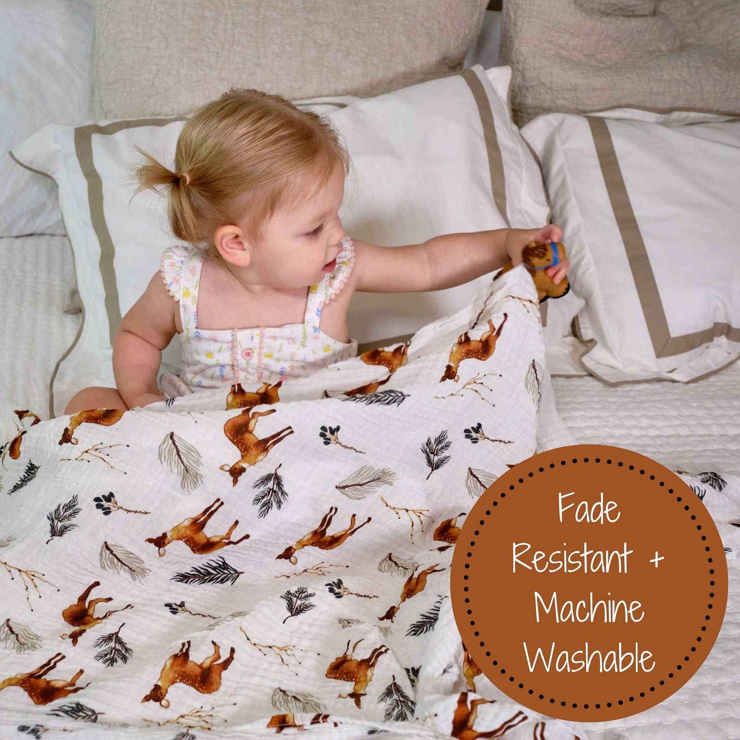 LollyBanks - Oh Deer Baby Muslin Swaddle Blanket