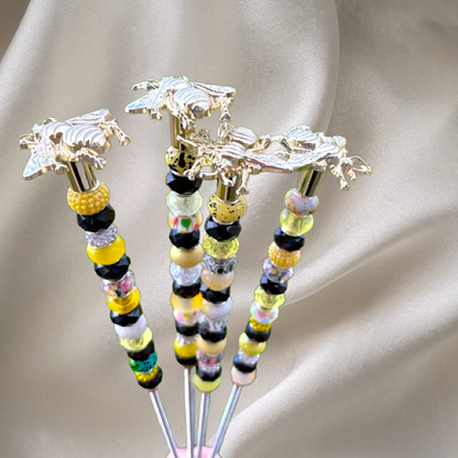 Bumblebee Fairy Garden Beaded Plant Stakes : 7 inch