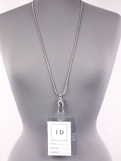 Crystal AB Flip Flop Filigree ID Holder & Necklace