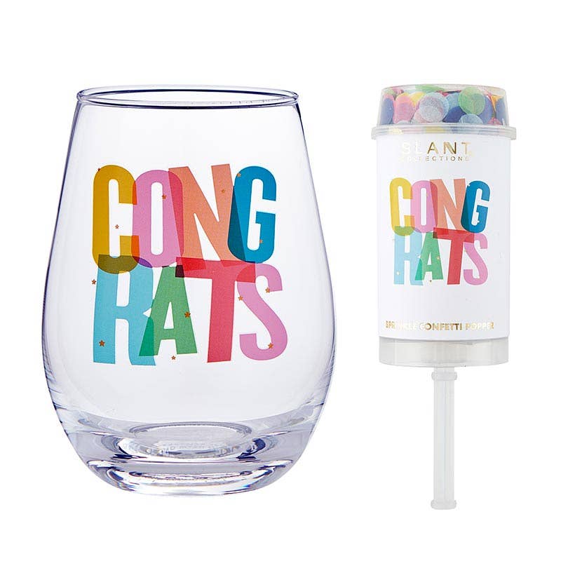 Wineglass & Pop Gift Set Congrats