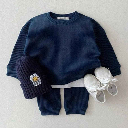 Baby Cotton Tracksuit Pullover Set: 6-12M / Navy