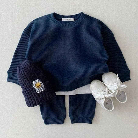 Baby Cotton Tracksuit Pullover Set: 6-12M / Navy