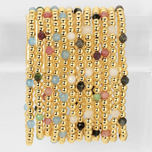 Stretch Beaded Bracelets With Stone Accents