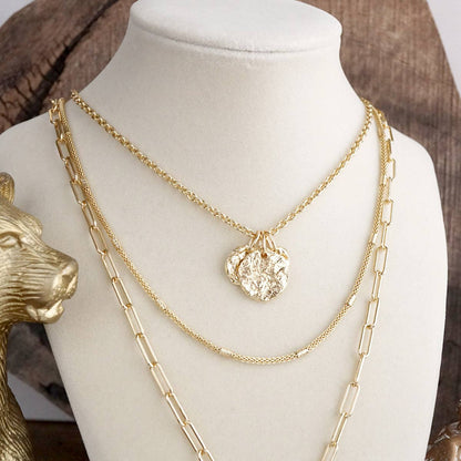 PennyLine inc - Treasure Trio – 3-in-1 Layered Hammered Coins Necklace