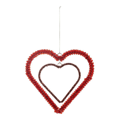 Red Beaded Heart Orn