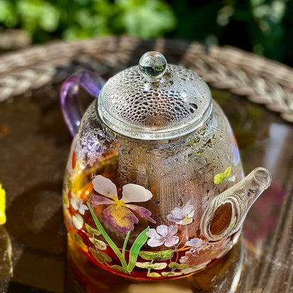Floral Glass Teapot with Infuser 44 fl oz (1300ml)