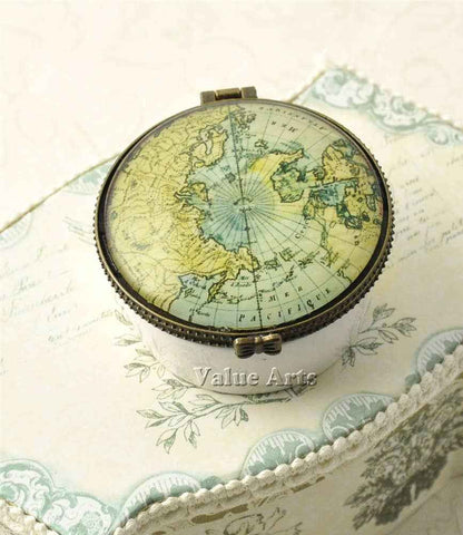 Vintage World Map Ceramic Keepsake Box