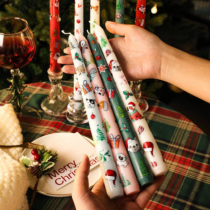 Velas Meta - Velas largas de cera decorativas con diseño navideño de mascota de 25 cm