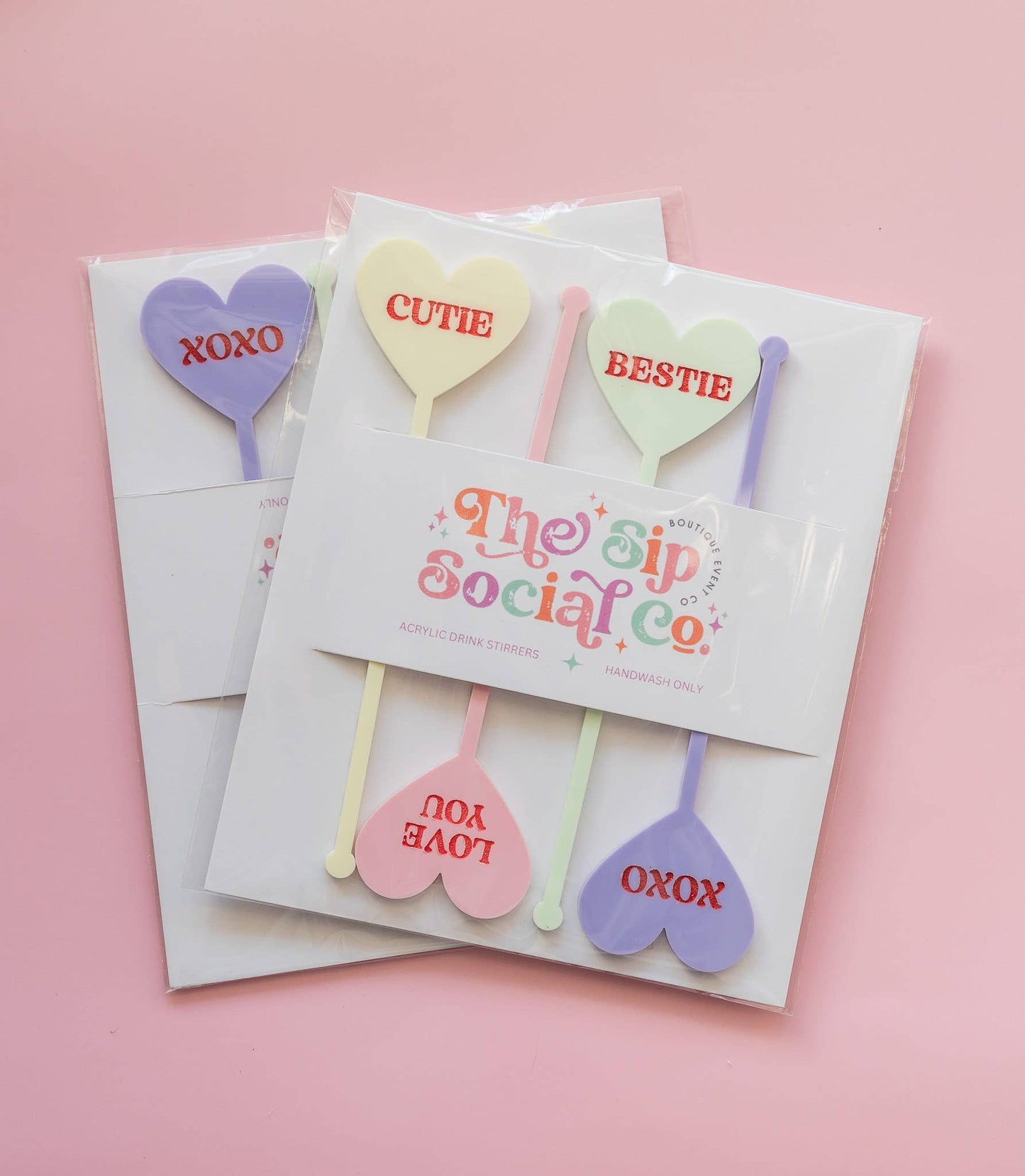 Retro Conversation Heart Drink Stirrers