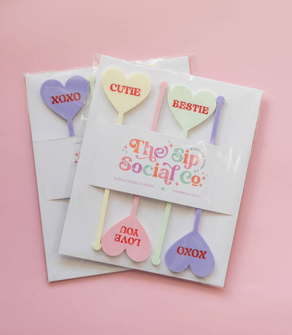 Retro Conversation Heart Drink Stirrers