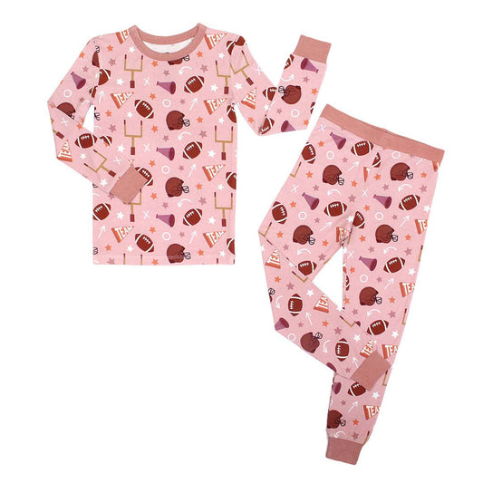 Conjunto de pijama de dos piezas de bambú de manga larga para niñas, ideal para el día del partido de fútbol