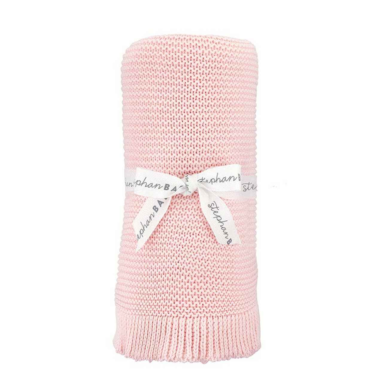 Knit Blankets with Ruffle - Pink: 100% cotton / 40" W x 32" H