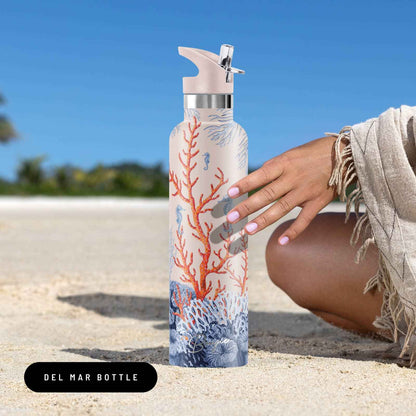 Del Mar | Pink Seahorse Coral Insulated Water Bottle 25oz