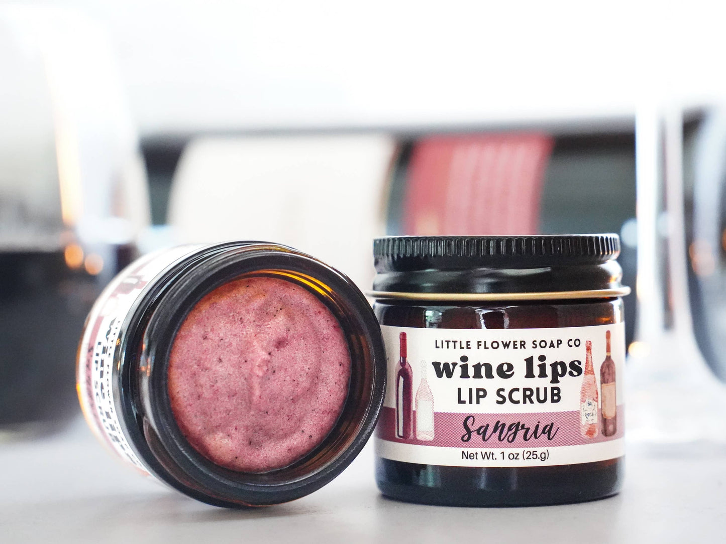 The Little Flower Soap Co - Wine Lips - Sangria Exfoliating Lip Sugar Scrub 1oz Jar