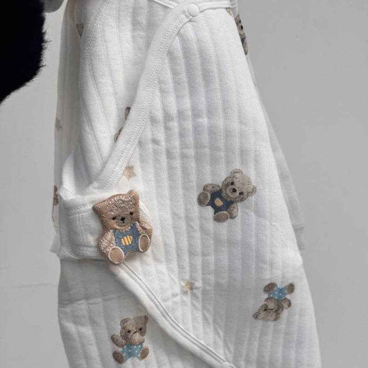 Baby Bear Kimono Romper: Beige / 3-6M
