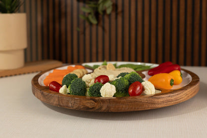 Wood + White Collection Mango Wood Compartment Lazy Susan