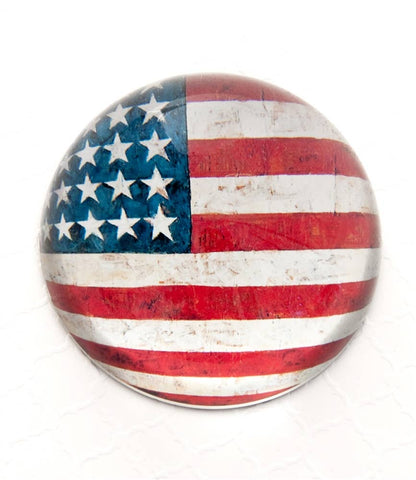 Vintage American Flag Crystal Dome Paperweight