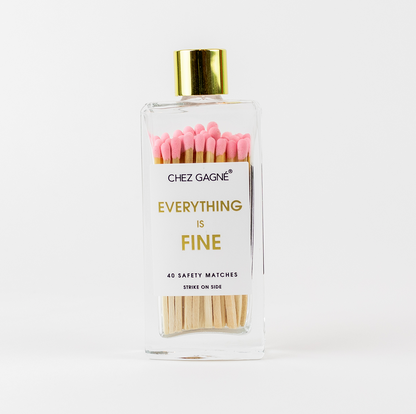 Chez Gagné - Everything is Fine - Glass Bottle Safety Matches - Pink