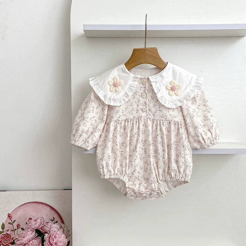 Baby Girls Flower Long-sleeved Bodysuit