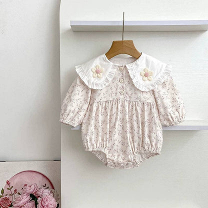 Baby Girls Flower Long-sleeved Bodysuit