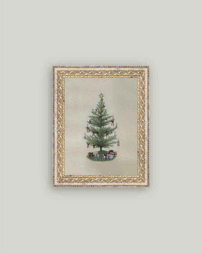 Vintage Tree with Bows Framed Antique Art