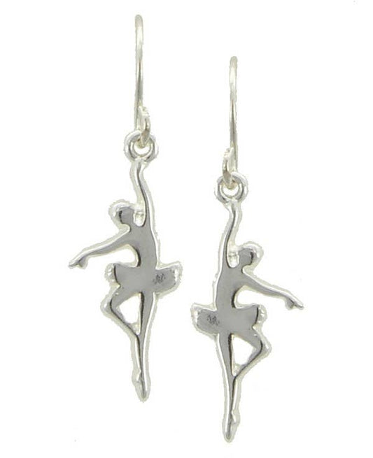 All Silver Ballet Dancer Ballerina Earrings