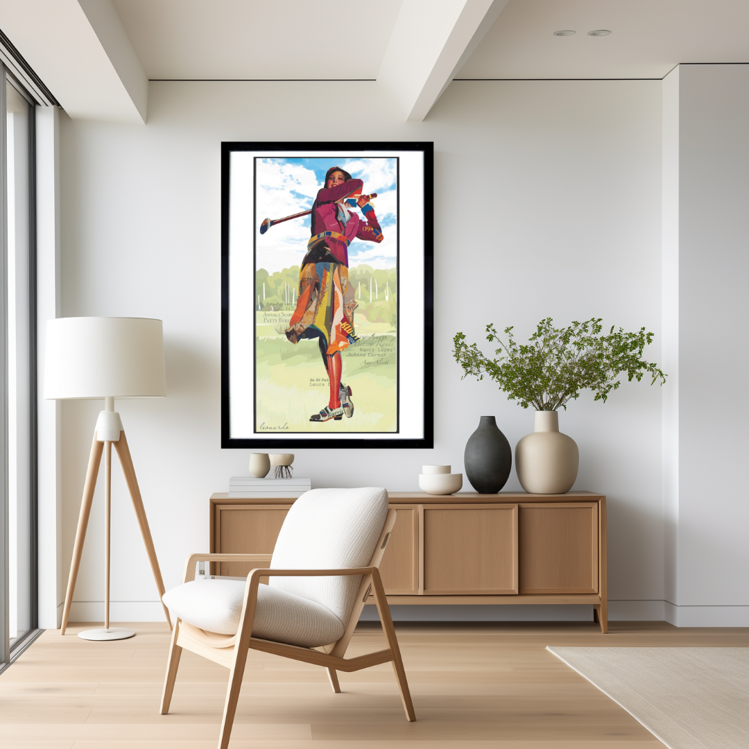 3D Collage Art | Golfer Female (40"x20")