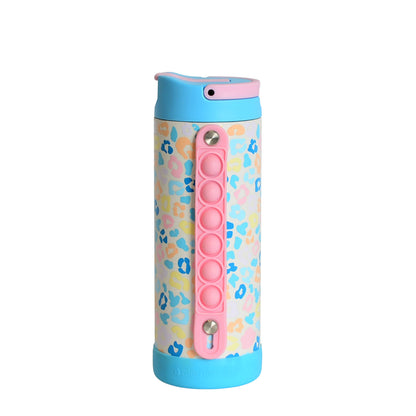 Fidget Strap Kids Stainless Bottle 14oz Pastel Leopard