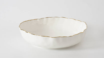 Ex Lg Shallow Bowl Gold Trim
