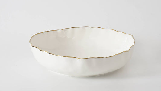 Ex Lg Shallow Bowl Gold Trim