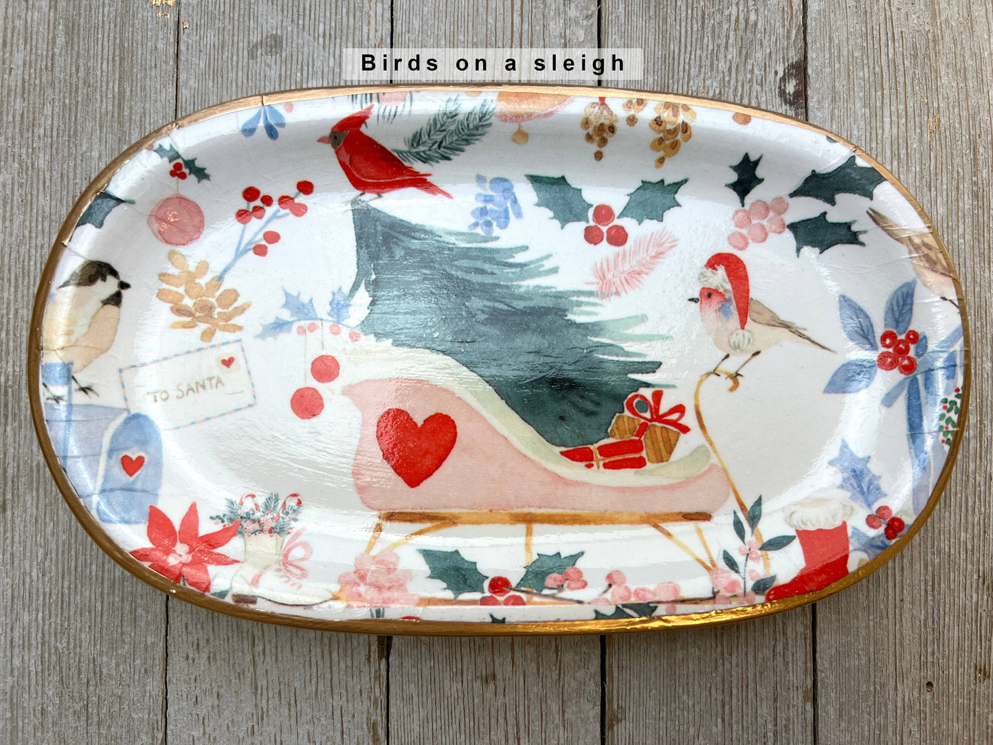 Ten Twenty Six Designs - Bandeja navideña de cerámica para joyas