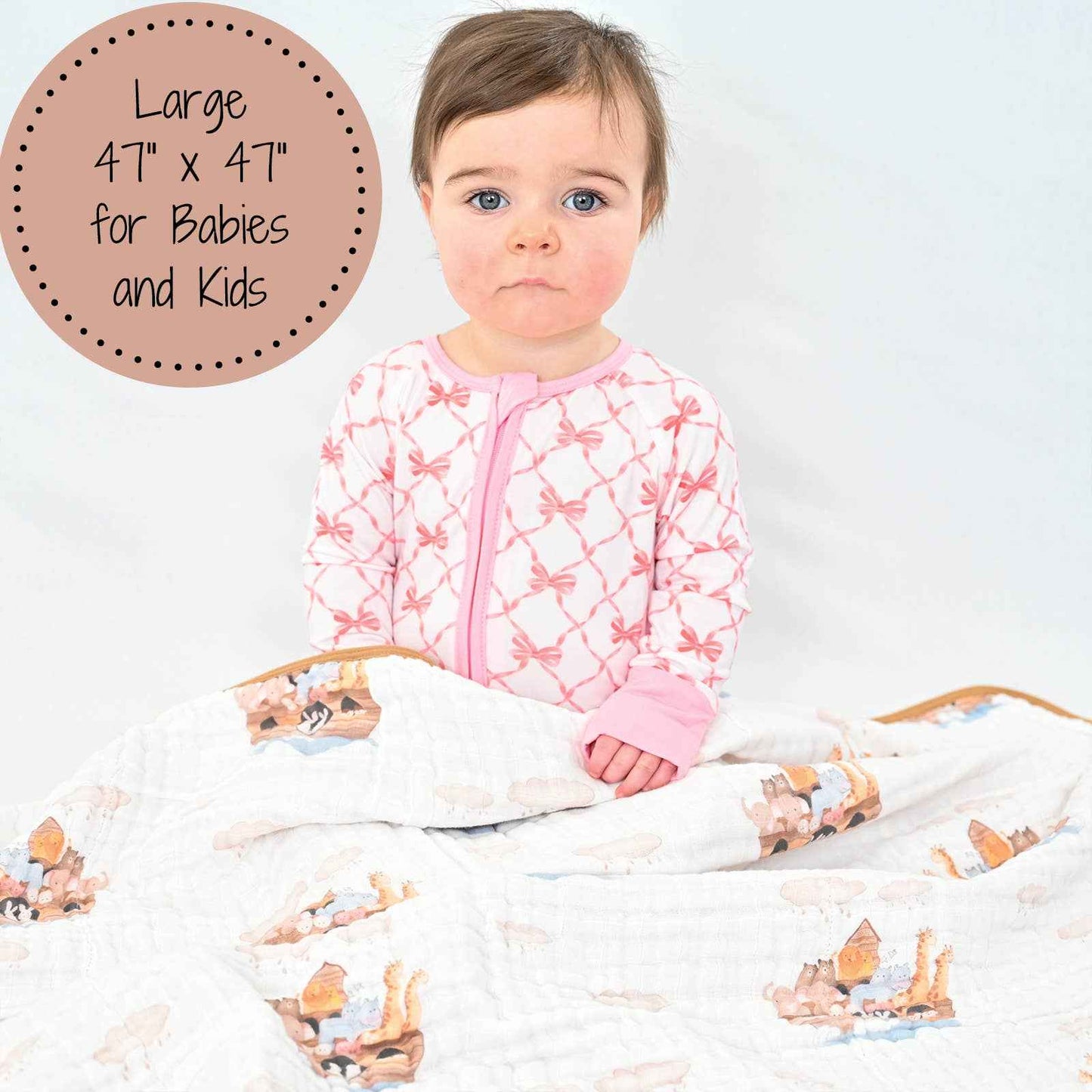 LollyBanks - Noah's Ark Baby Toddler Muslin Blanket