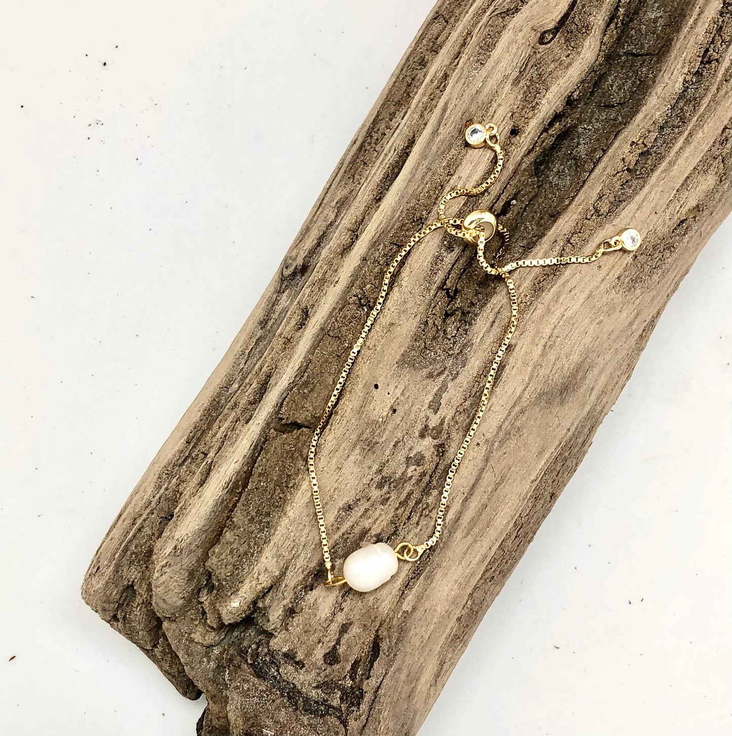 Bracelet Drawstring Single Freshwater Pearl Gold