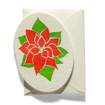 Mini Letterpress Enclosure Card | Poinsettia