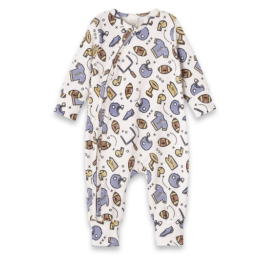 Football Baby Zipper Romper