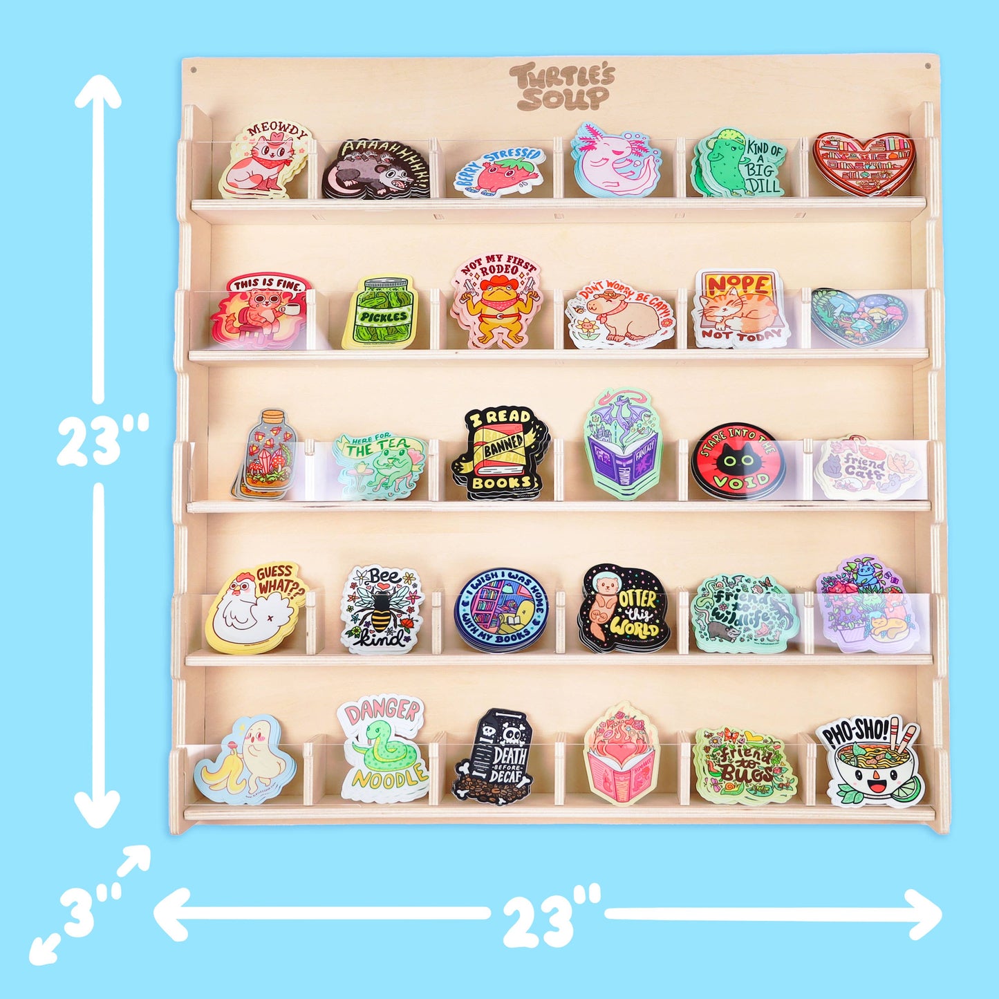 30 Pocket Wooden Vinyl Sticker Wall Display Retail Fixtures