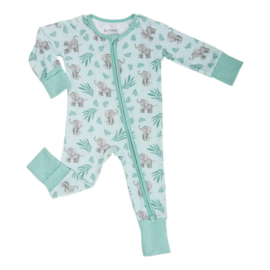 LollyBanks - Bamboo Baby Convertible Zipper Pajamas - Elephant