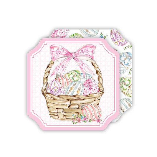 Easter Basket with Pink Bow Filled with  Easter Eggs Coaster -RosanneBeck Collections