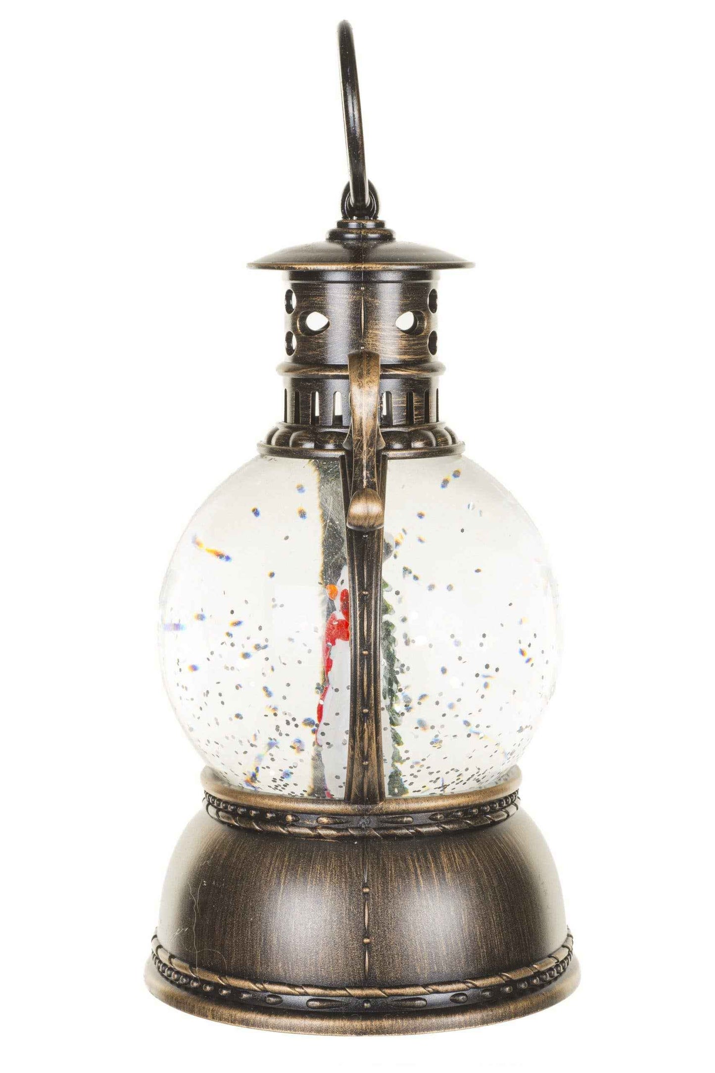 NEW- Brown Oil Lantern Snow Globe with Smiling Snowman