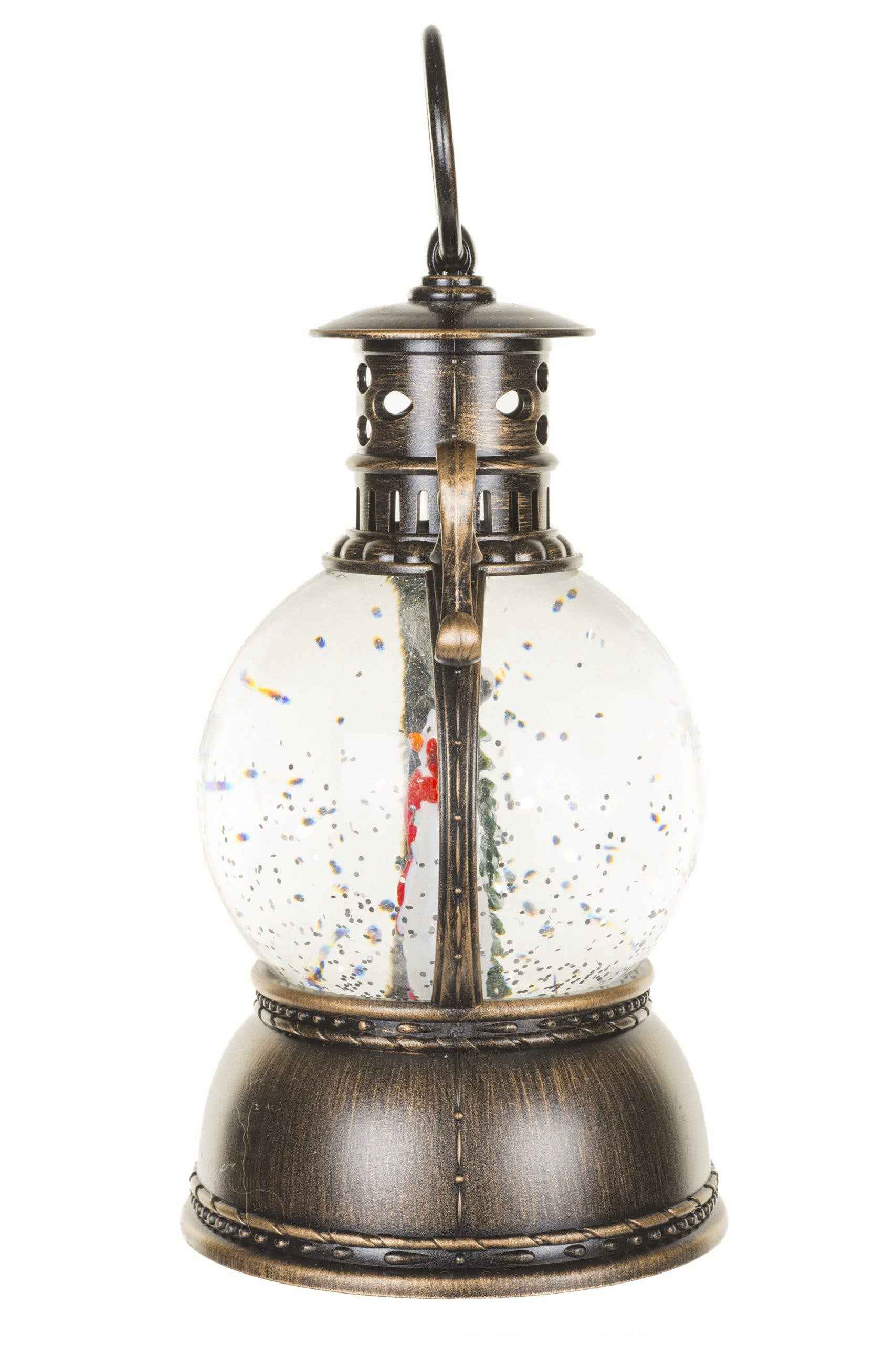 NEW- Brown Oil Lantern Snow Globe with Smiling Snowman