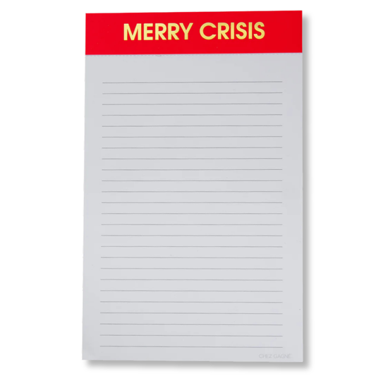 Merry Crisis - Holiday Lined Notepad - Christmas Red - 65 perforated pages - 5x8