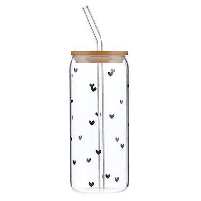 Santa Barbara Design Studio by Creative Brands - Glass Cold Brew Tumbler - Black Hearts