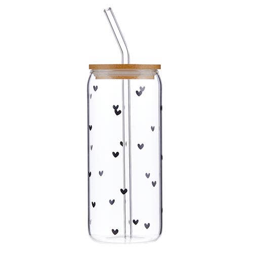 Santa Barbara Design Studio by Creative Brands - Glass Cold Brew Tumbler - Black Hearts