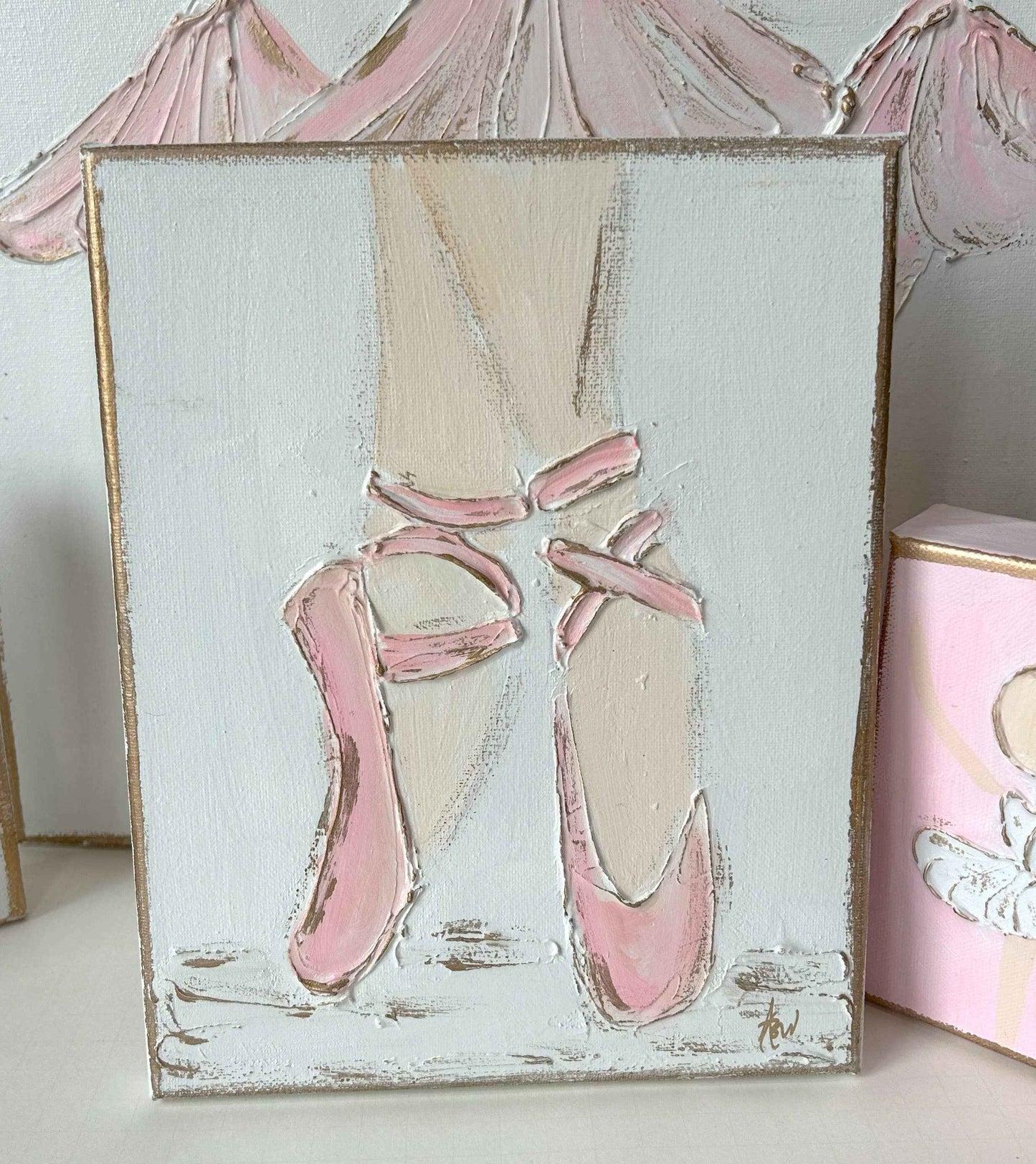 Ballet slippers canvas paint textured recital dance ballet: Light skin