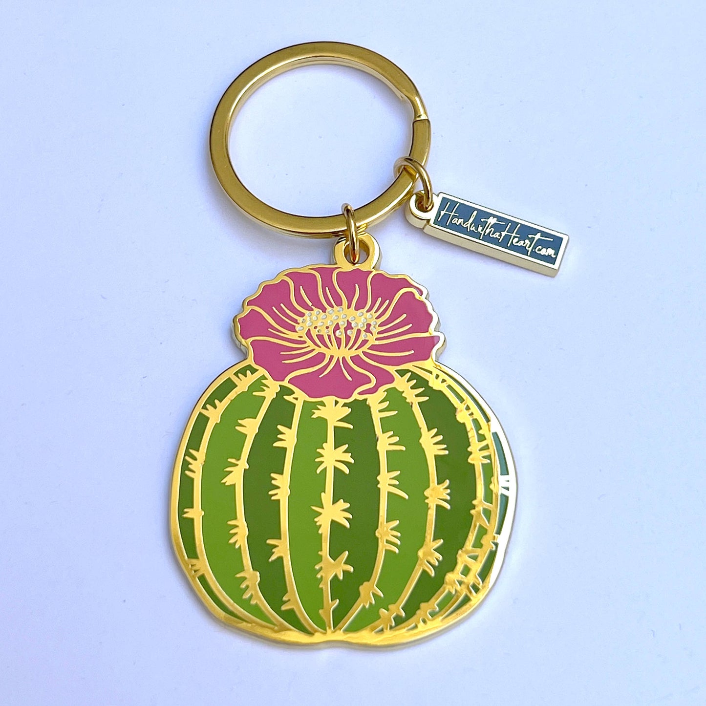 Cactus Barrel Enamel Keychain