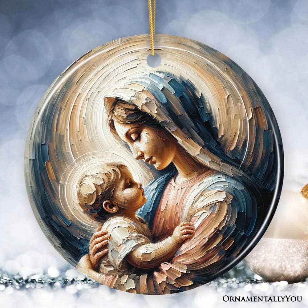 Virgin Mary and Baby Jesus, Oil Painting Style Gift & Decor